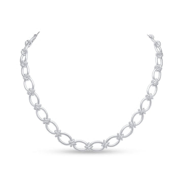 Silver Oval and Knot Link Necklace