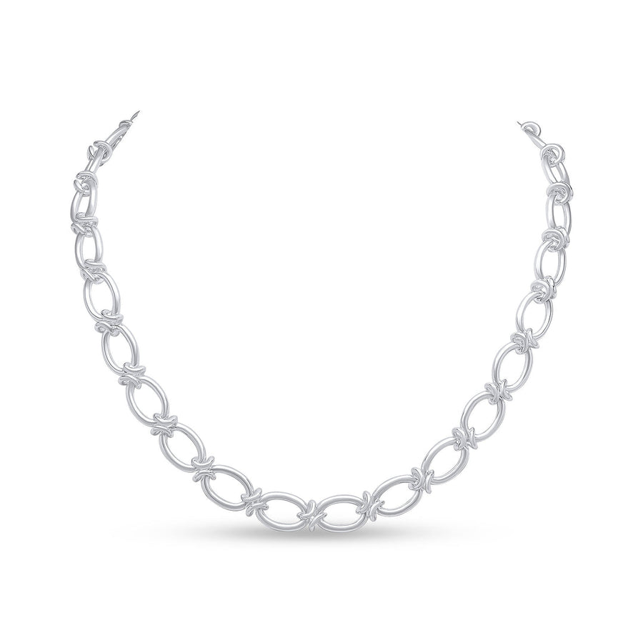 Silver Oval and Knot Link Necklace