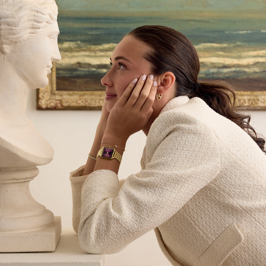 Cluse - La Tétragone Steel Stones Wine, Gold Colour