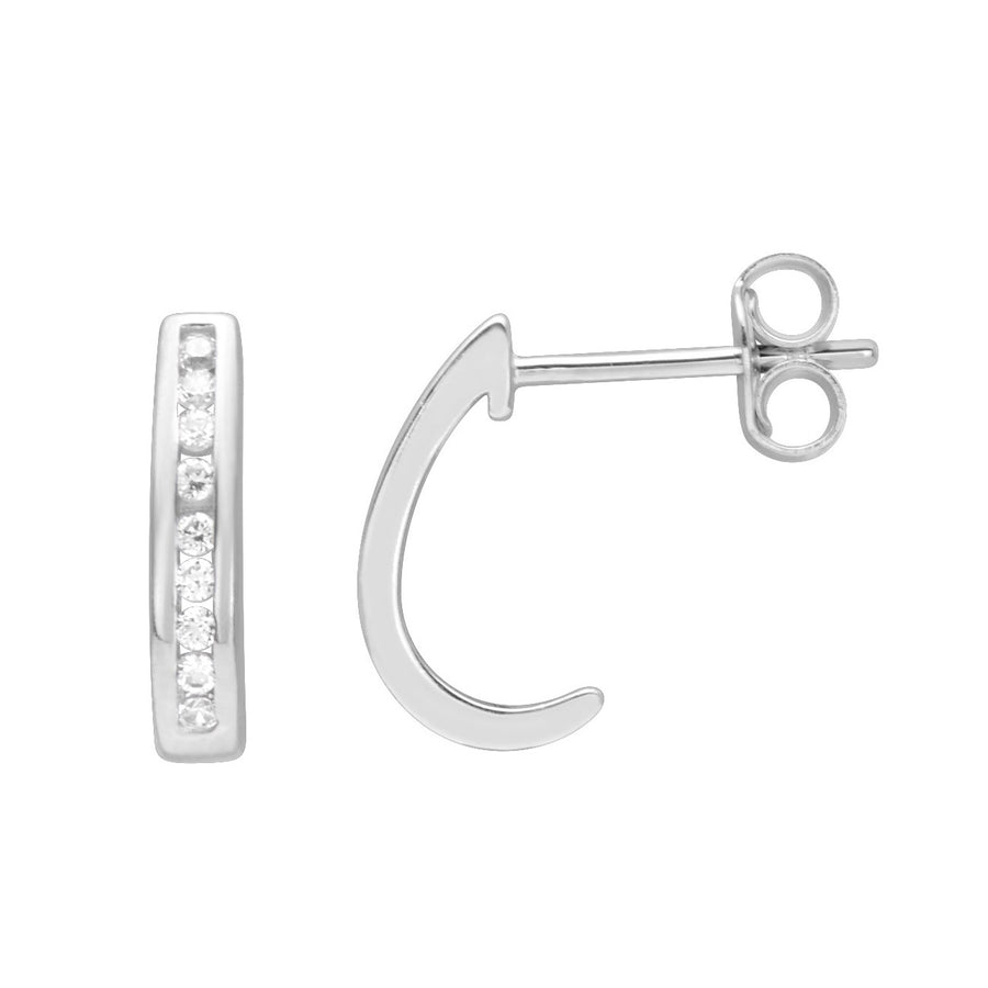 Silver J-Hoop Earrings