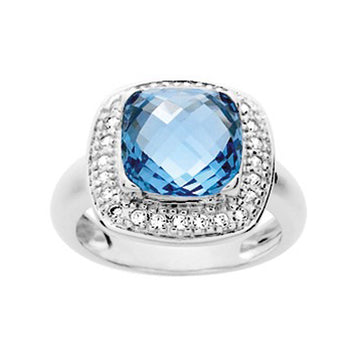 Silver Topaz CZ Cluster Ring