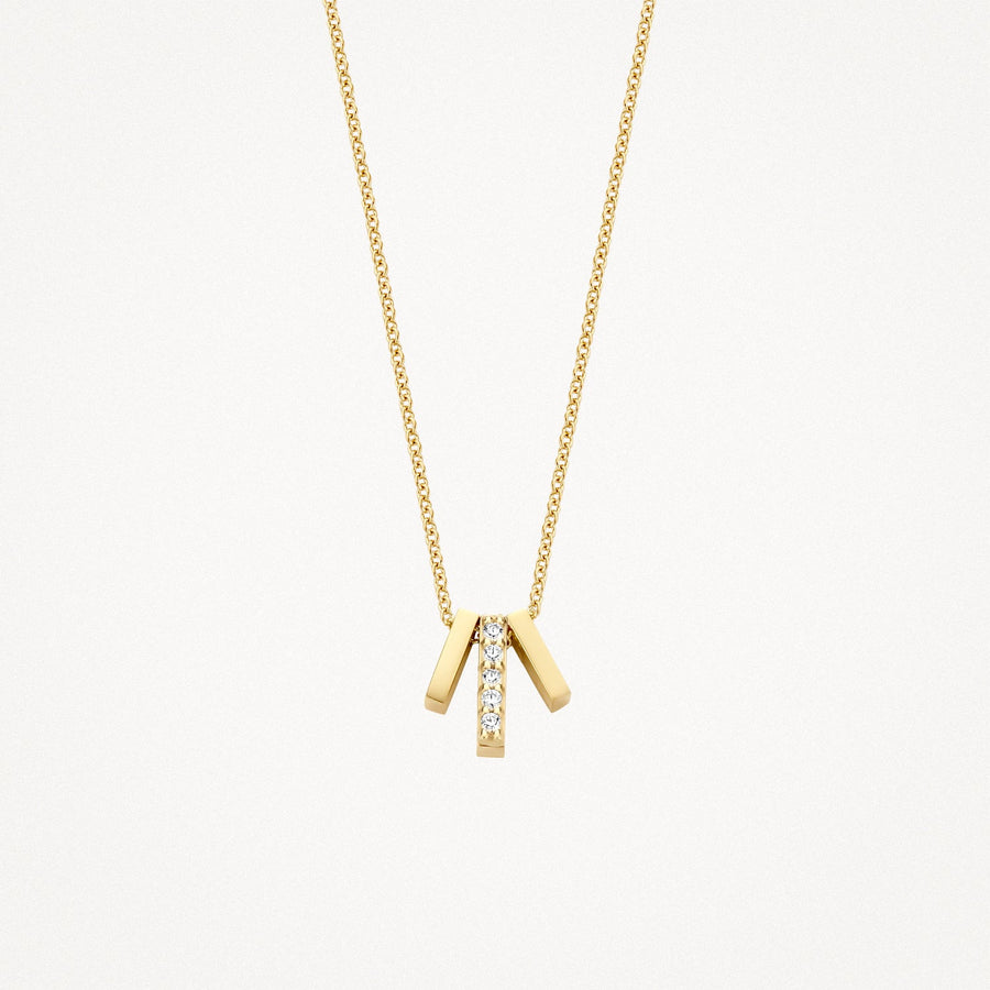 Blush Jewels - 14ct Yellow Gold Three Bar Cz Pendant
