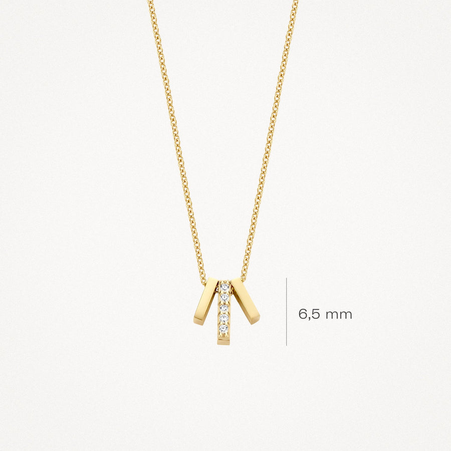 Blush Jewels - 14ct Yellow Gold Three Bar Cz Pendant