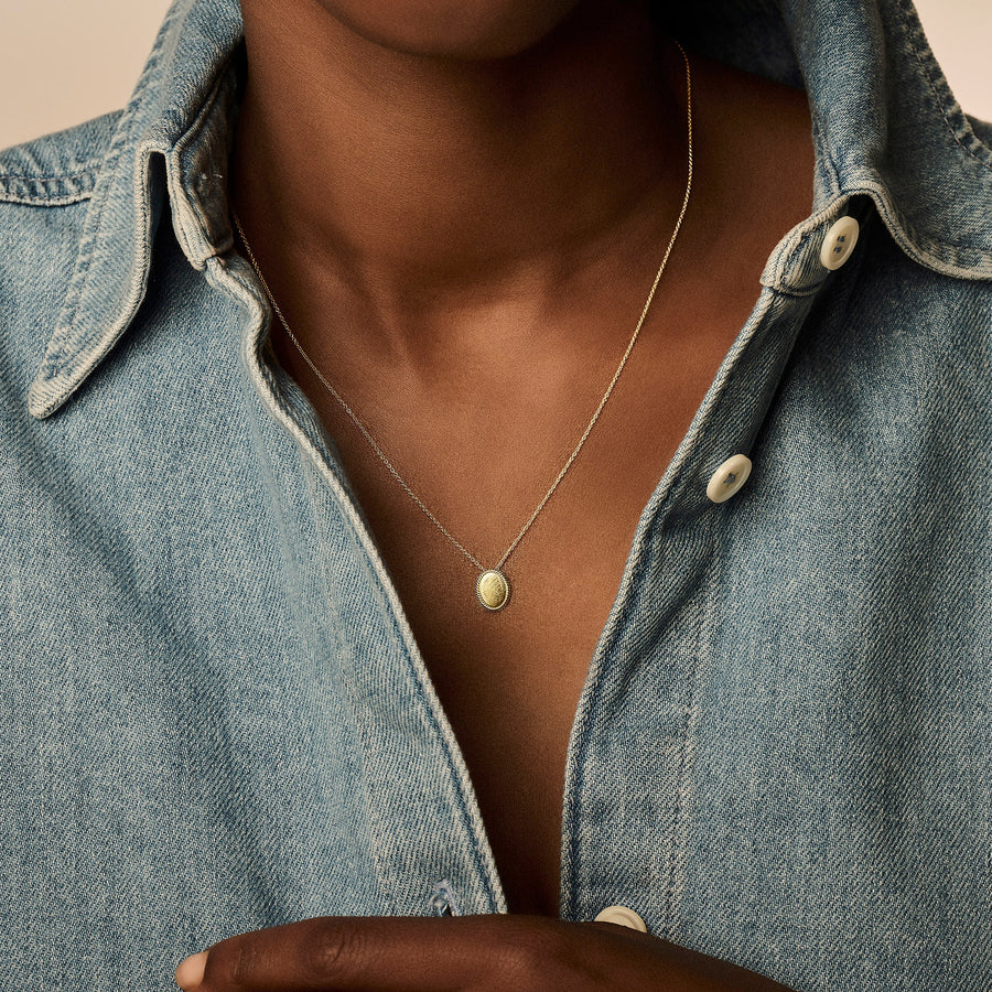 Blush Jewels - 14ct Yellow Gold Oval Disc Pendant