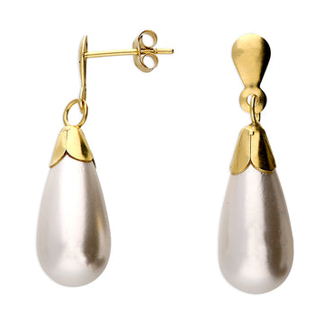 9ct Yellow Gold Pearl Drop Earrings