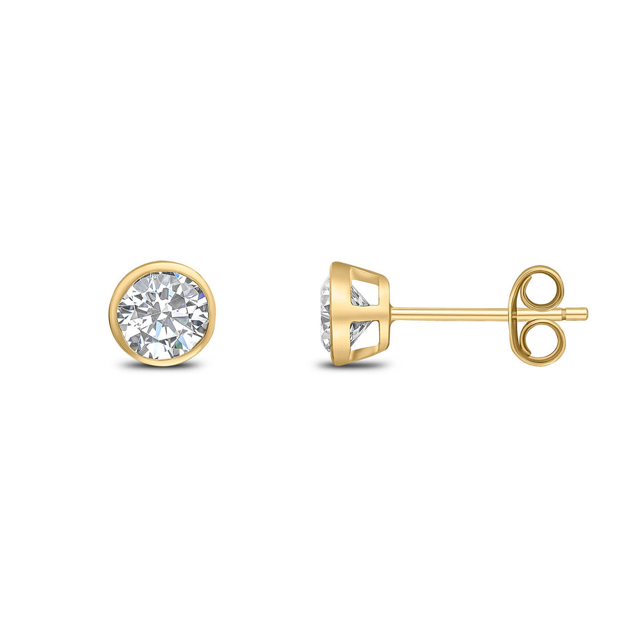 Gold Cz Stud Earrings 5mm
