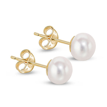 9ct Yellow Gold Pearl Stud Earrings 6.5mm