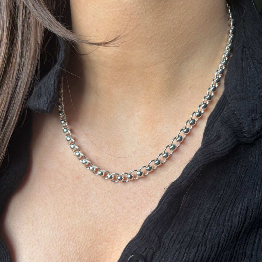Silver Rollerball Necklace