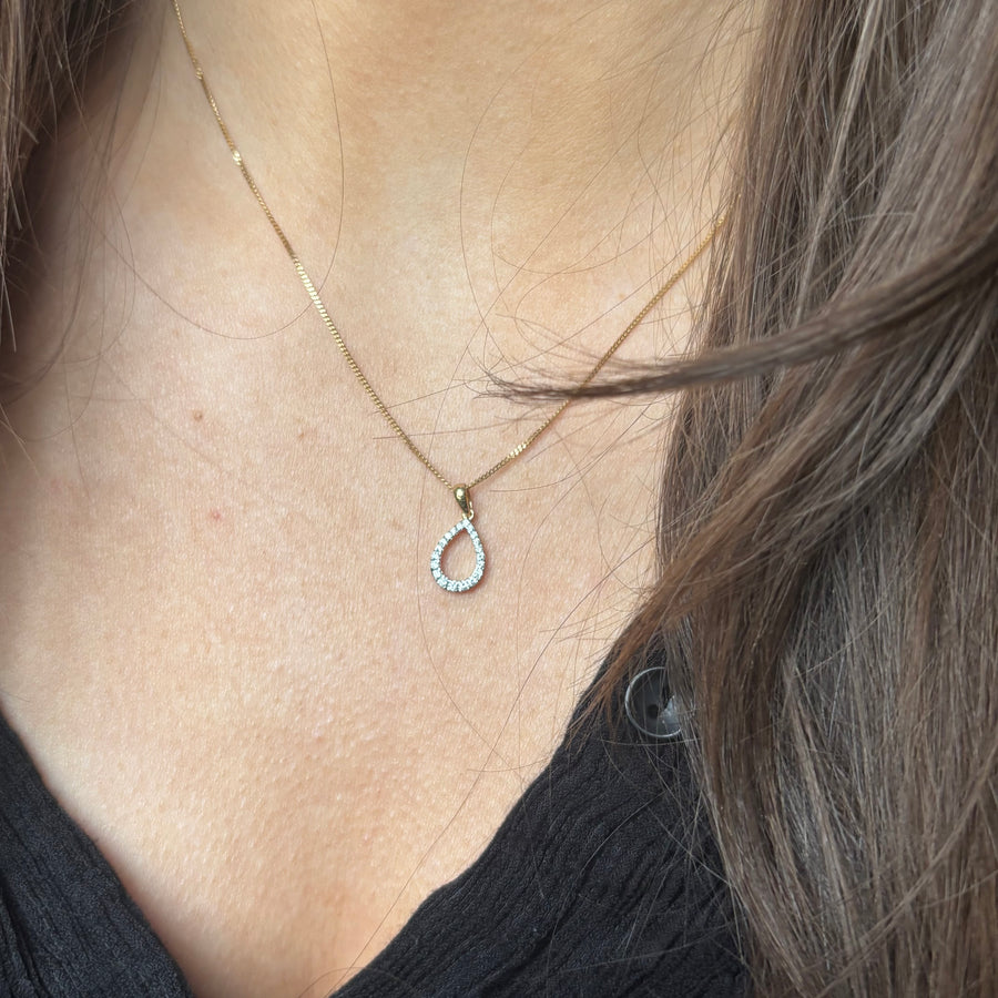 14ct Diamond Pear Drop Cluster Pendant