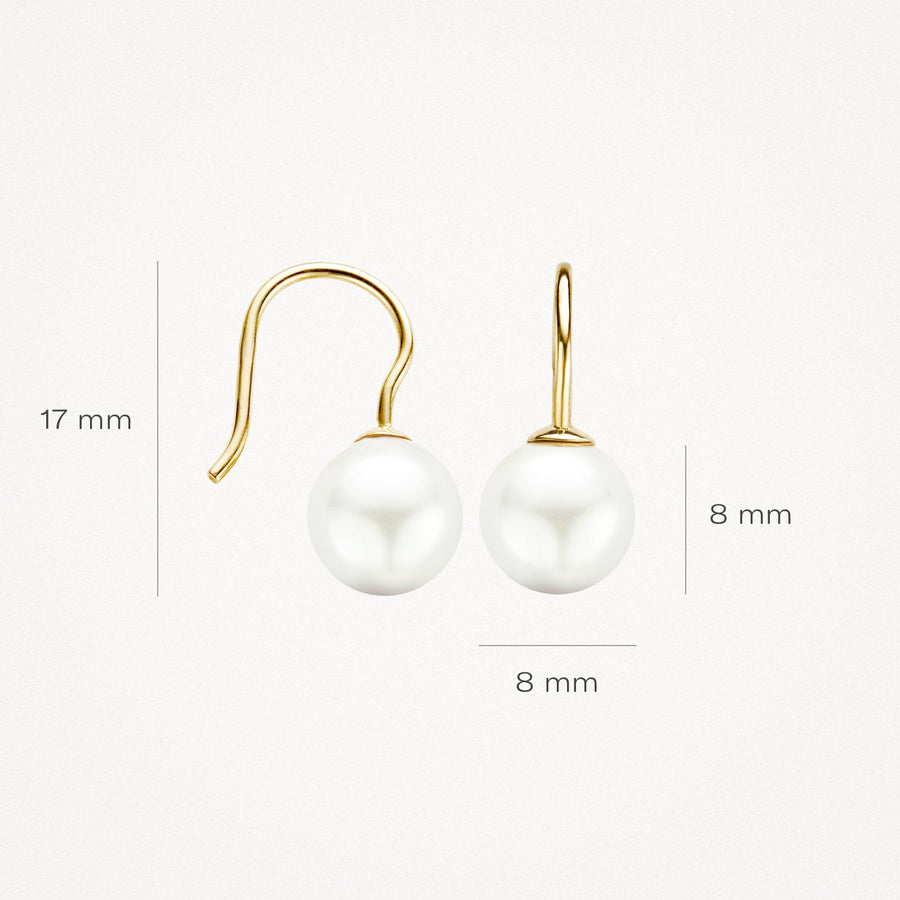 Blush Jewels - 14ct Yellow Gold Earrings with Swarovski Pearl