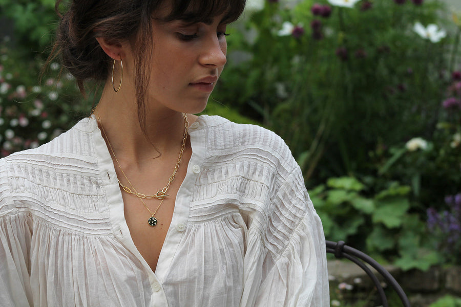 Mary-K - Gold Disc & CZ Necklace