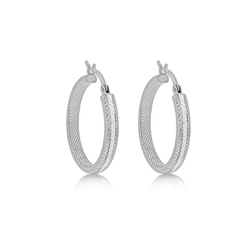 Sterling Silver Stardust Hoop Earrings
