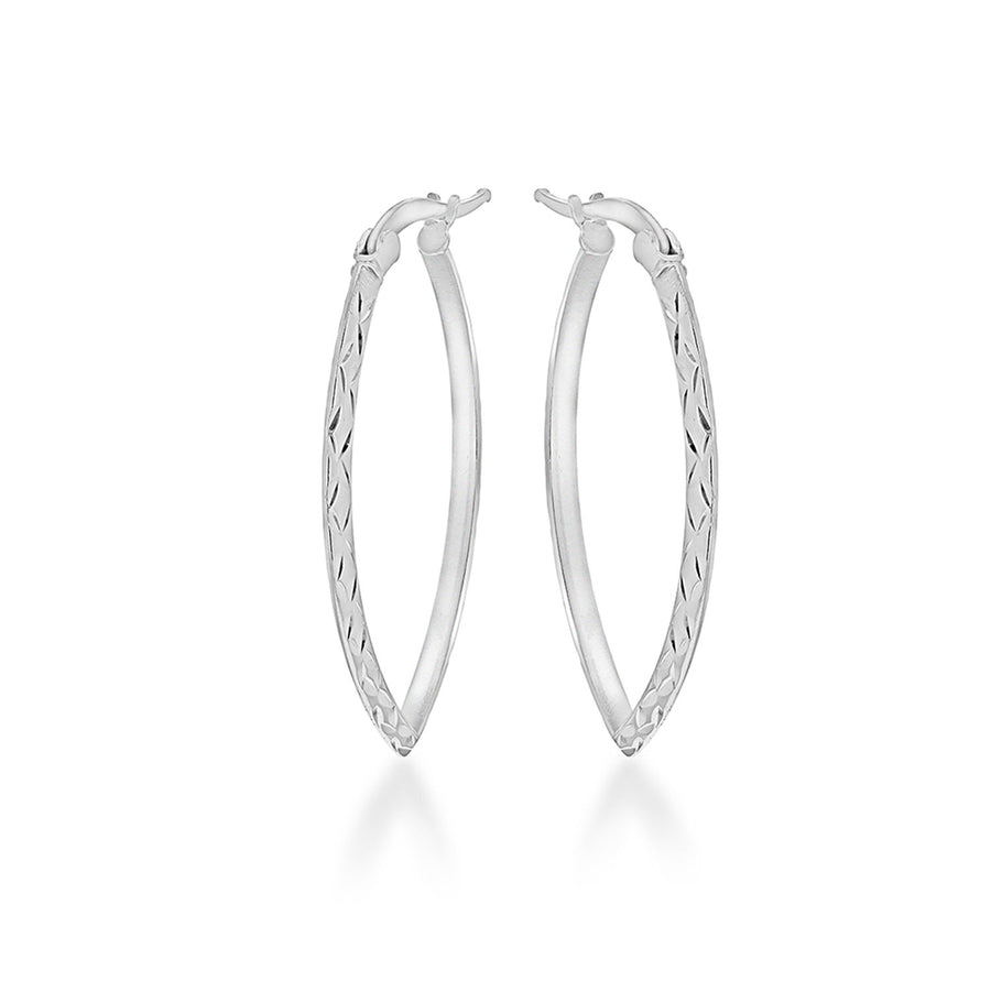 Sterling Silver Elliptical Hoop Earrings
