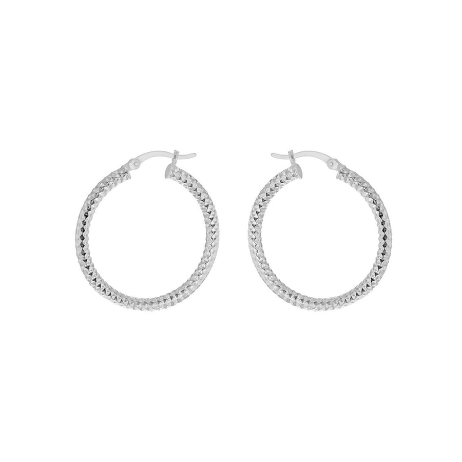 Sterling Silver Diamond Cut Hoop Earrings