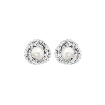 Silver Pearl Knot Earrings