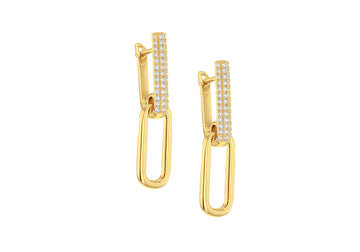 Silver Gold Plated Cz Link Earrings