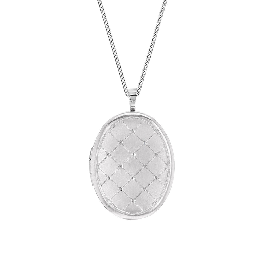 Sterling Silver Oval Quilted Locket
