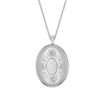 Sterling Silver Oval Flower Locket