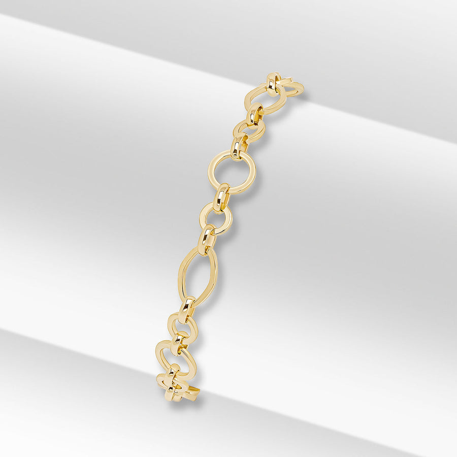 9ct Gold Oval & Round Link Bracelet