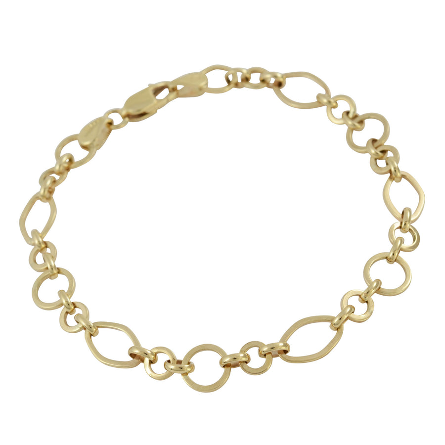 9ct Gold Oval & Round Link Bracelet