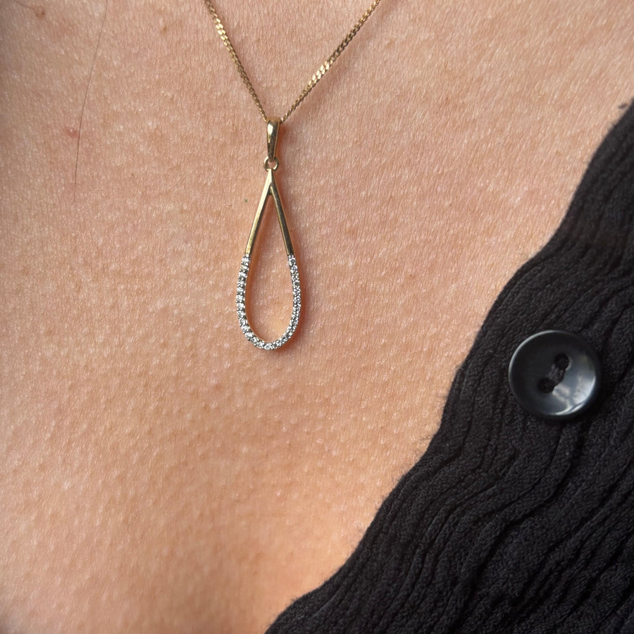 14ct Diamond Pear Drop Pendant
