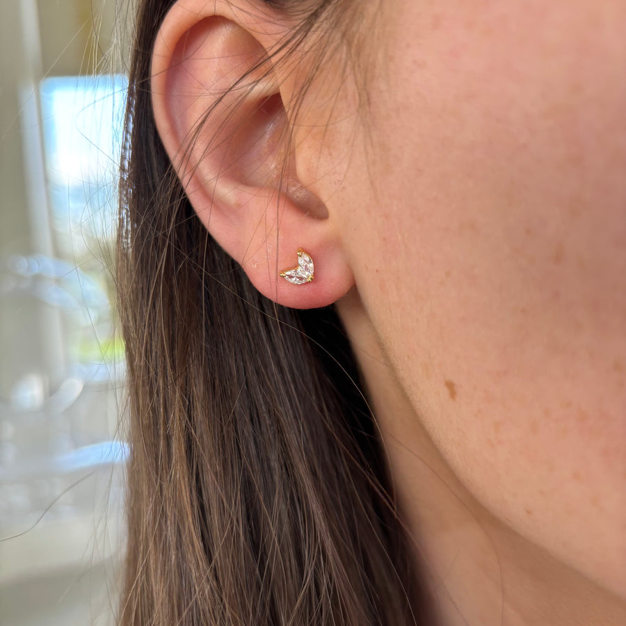 Sterling Silver Gold Plated Marquise Cz Earrings
