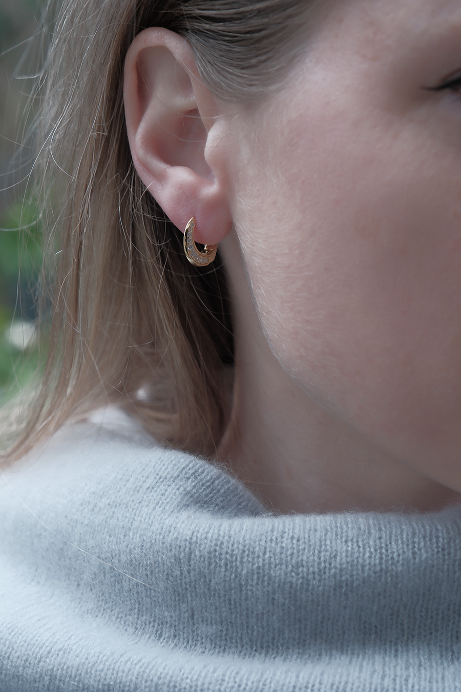 Mary-K - Gold Art Deco Huggie Earrings