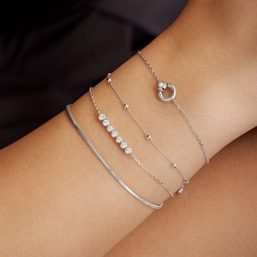 Ania Haie - Silver Hoop Freshwater Pearl Bracelet