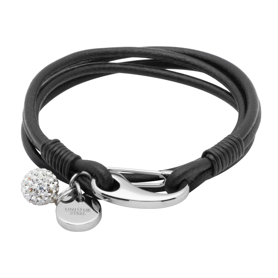 Unique & Co - Ladies Black Leather Bracelet