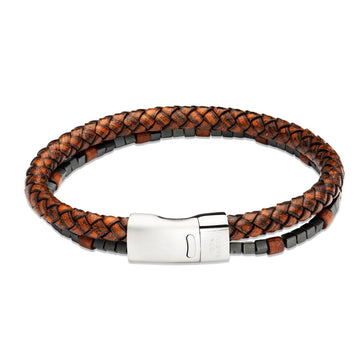 Unique & Co - Gents Antique Brown Leather Bracelet