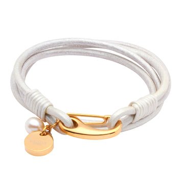 Unique & Co - Ladies Pearl Leather Bracelet