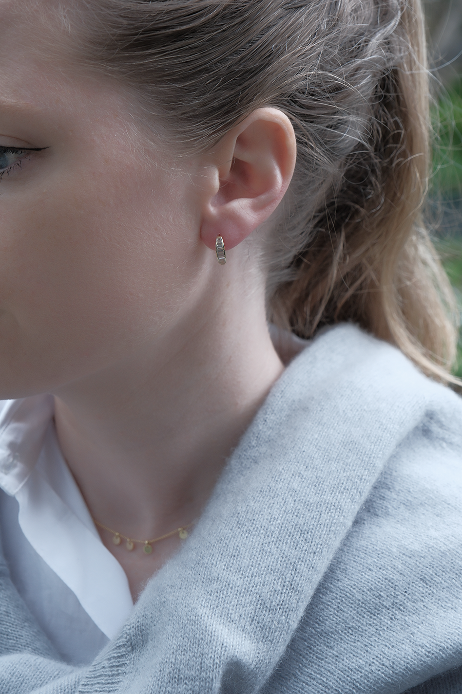 Mary-K - Gold Baguette Huggie Earrings