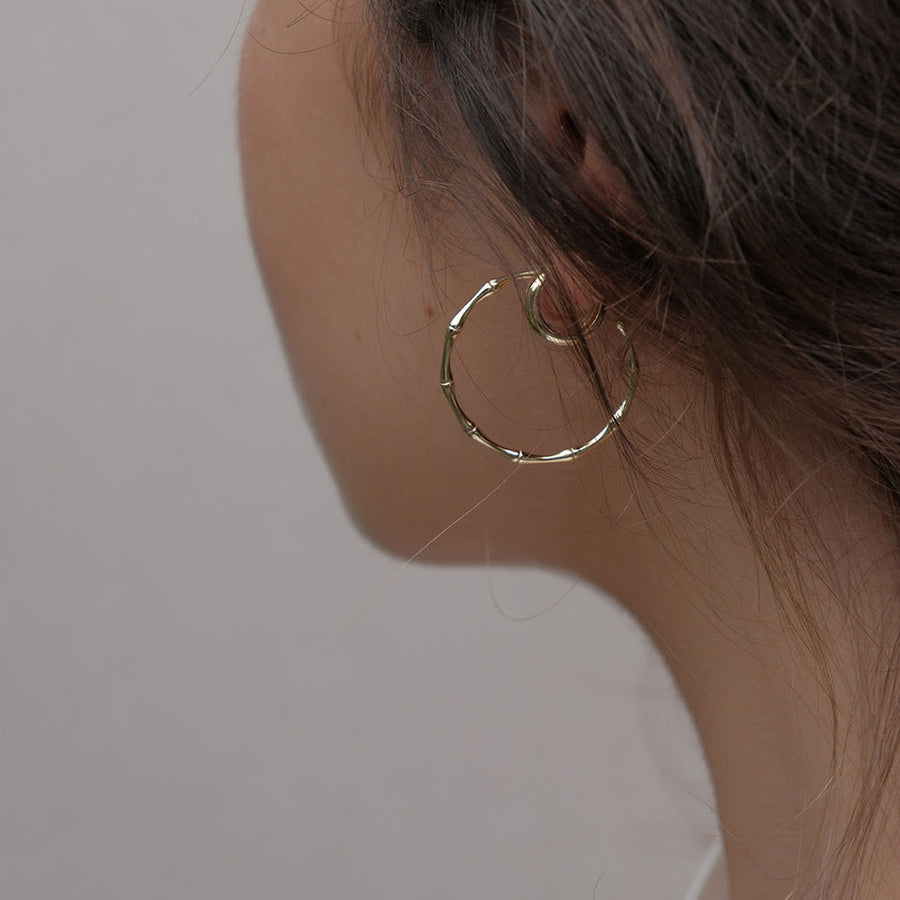 Mary-K - Gold Bamboo Hoop Earrings