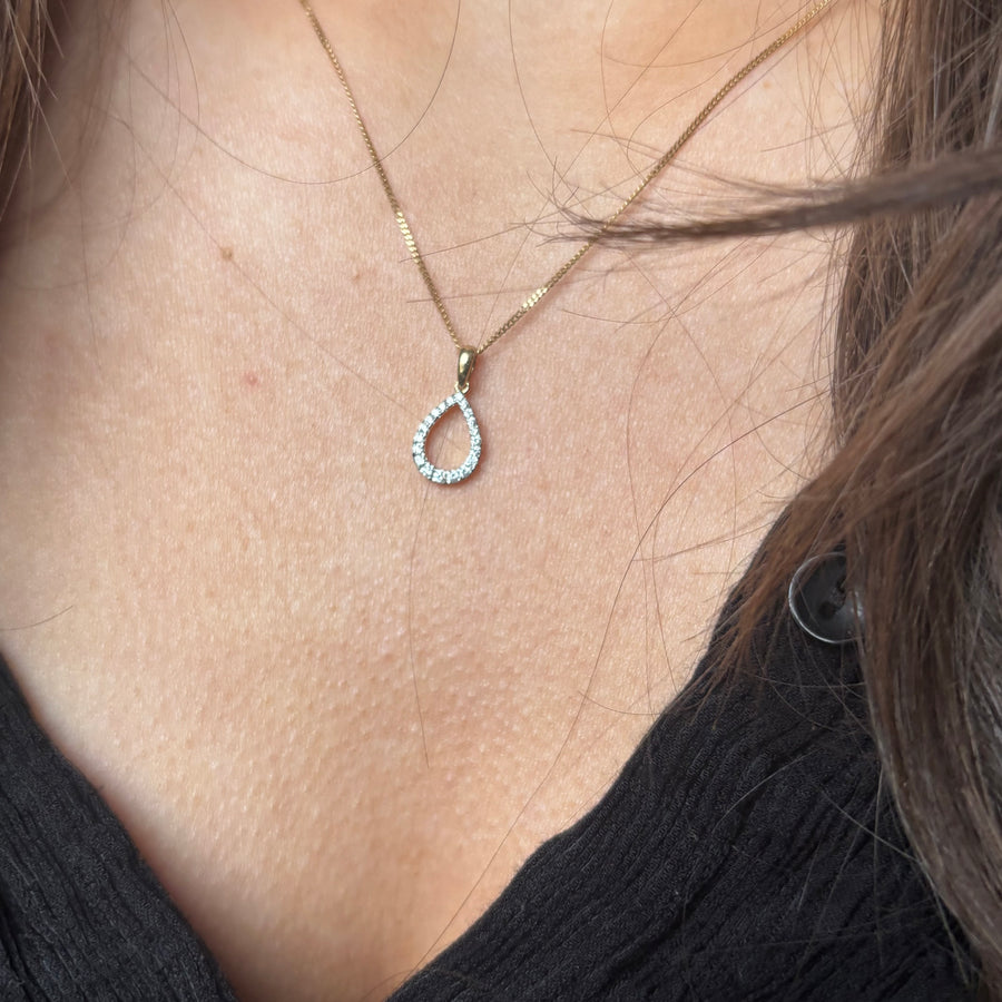14ct Diamond Pear Drop Cluster Pendant