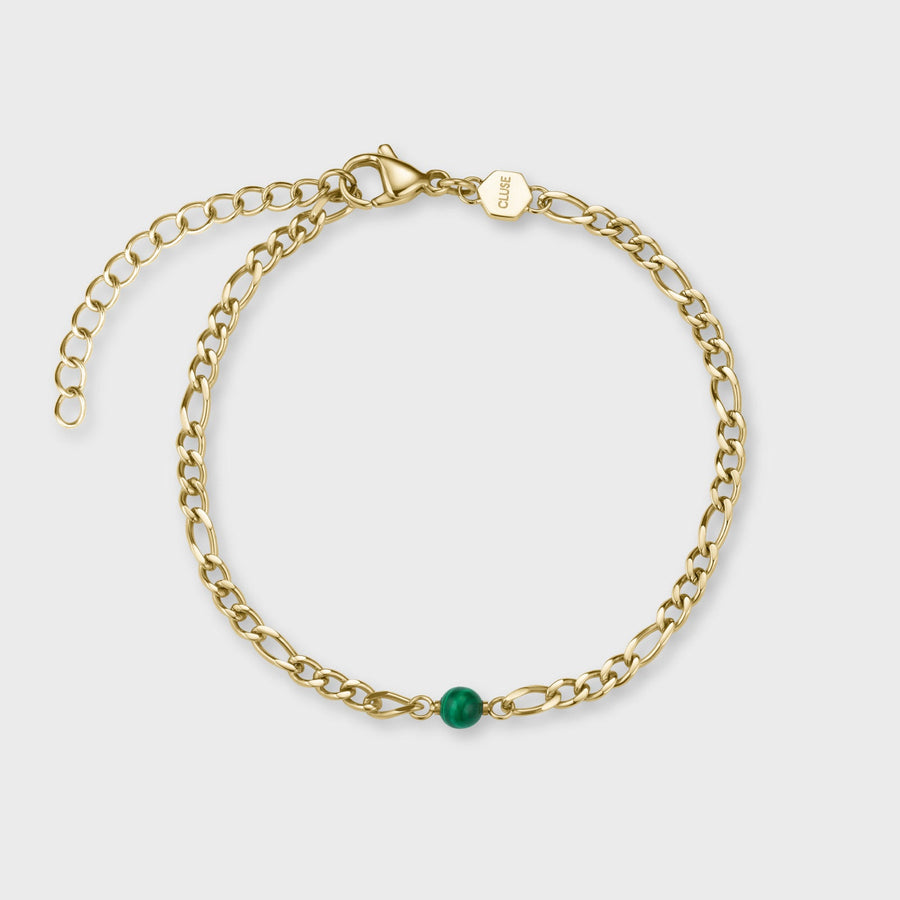 Cluse - Gift Box Gracieuse Watch Steel Forest Green & Malachite Bracelet, Gold Colour