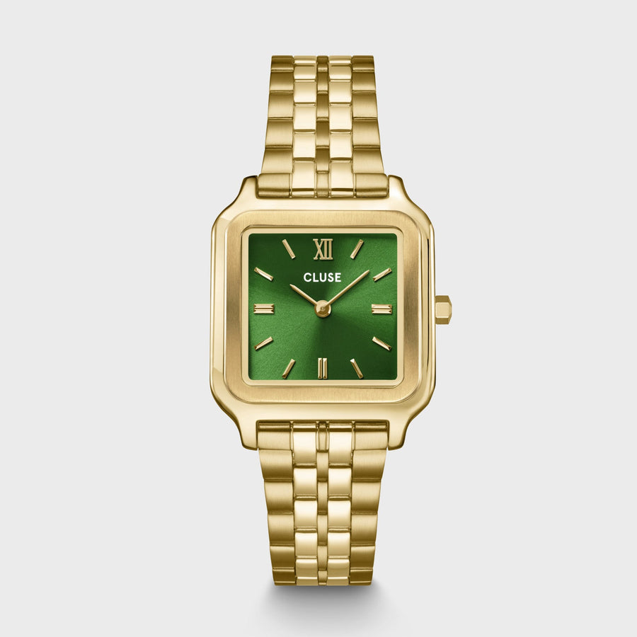 Cluse - Gift Box Gracieuse Watch Steel Forest Green & Malachite Bracelet, Gold Colour