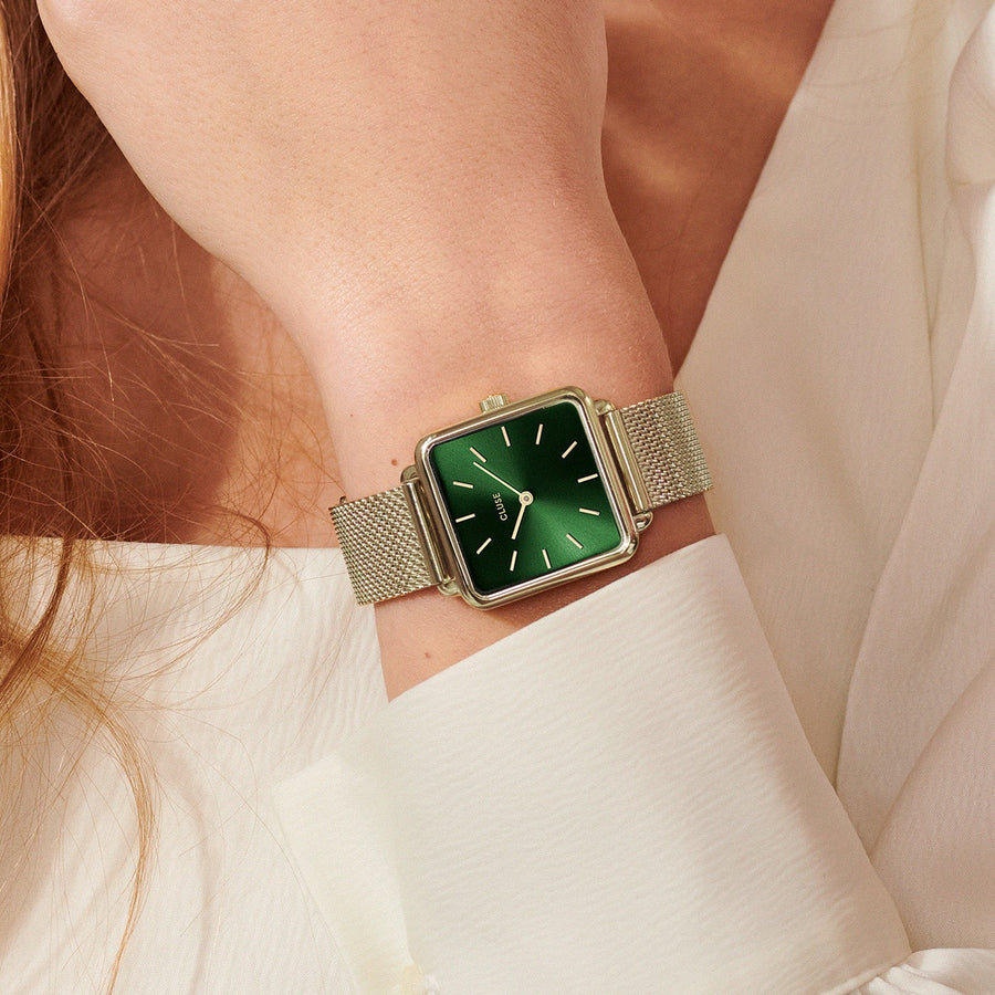Cluse - La Tétragone Watch Mesh, Green, Gold Colour