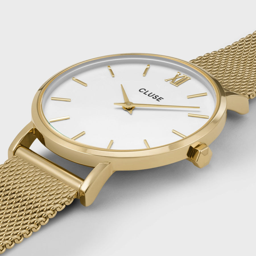 Cluse - Minuit Mesh White, Gold Colour