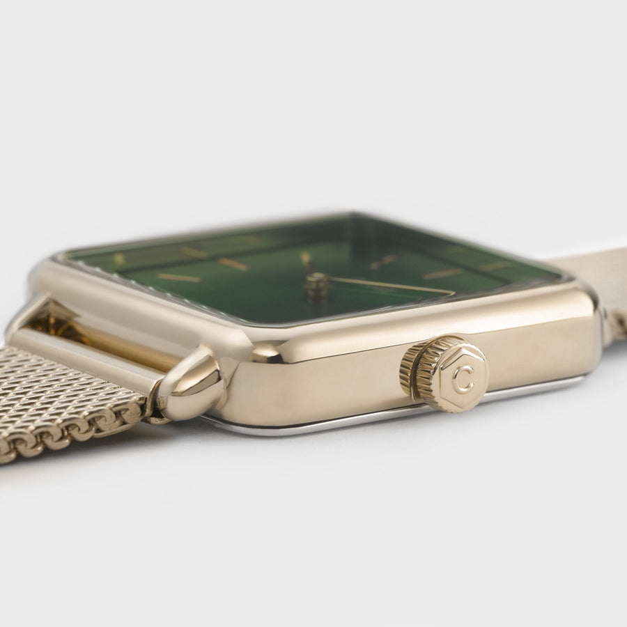 Cluse - La Tétragone Watch Mesh, Green, Gold Colour