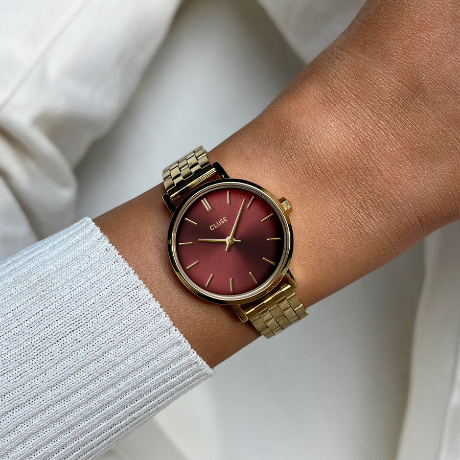 Cluse - Boho Chic Petite Watch Steel, Dark Cherry, Gold Colour