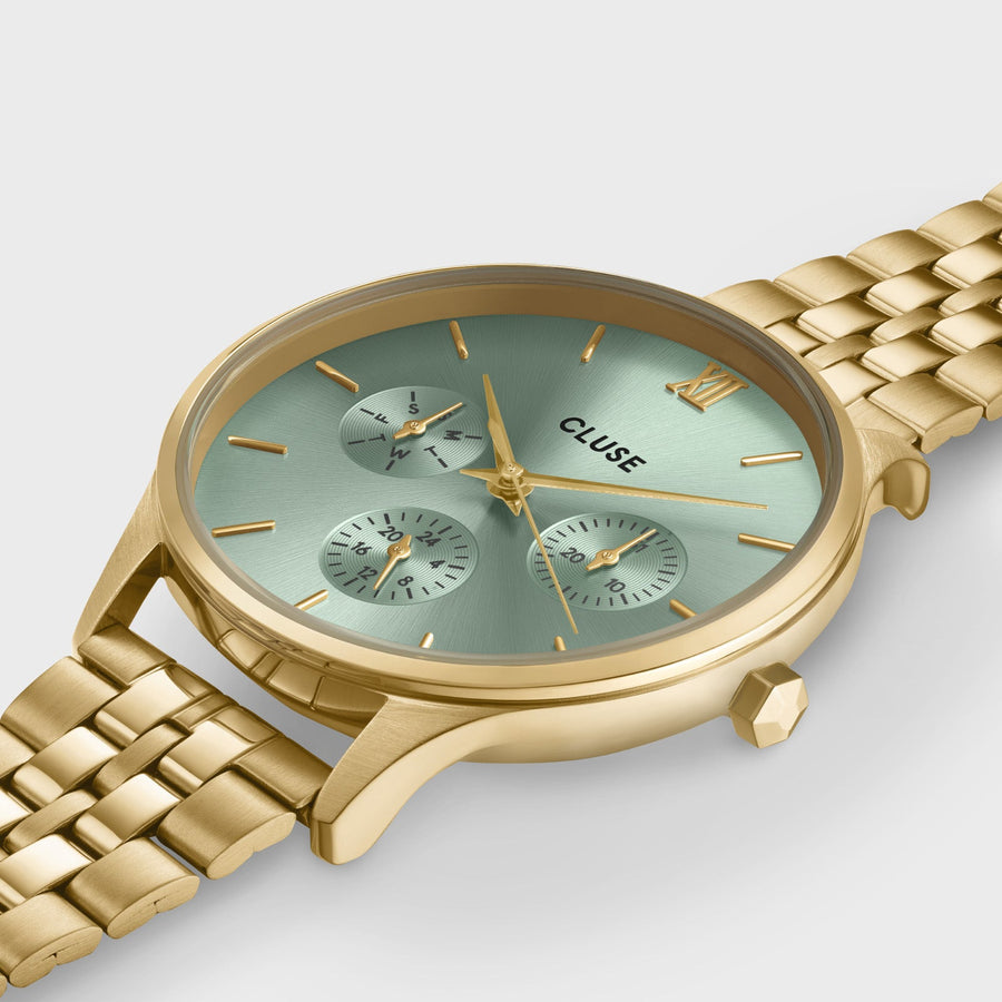 Cluse - Minuit Multifunction Watch Steel, Sage Green, Gold Colour