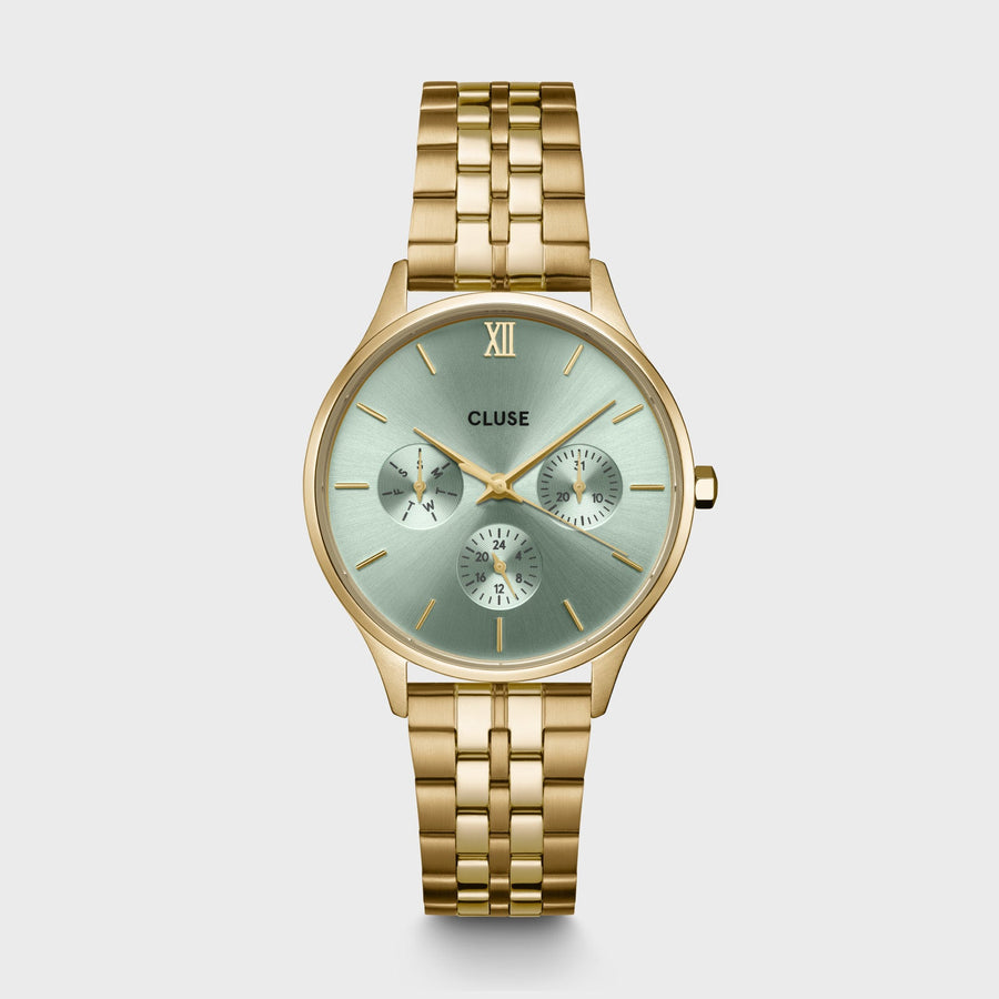 Cluse - Minuit Multifunction Watch Steel, Sage Green, Gold Colour