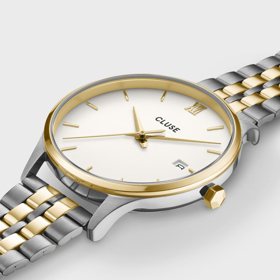 Cluse - Minuit Date Watch Steel, Coconut Milk, Two-Tone