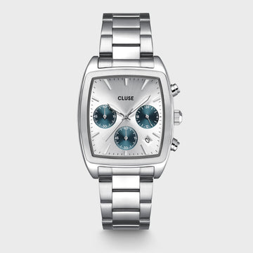 Cluse - Quartaut Chrono Watch Steel, Blue, Full Silver Colour