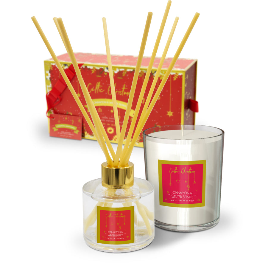 Celtic Candles - Christmas Gift Box - Cinnamon & Winter Berry