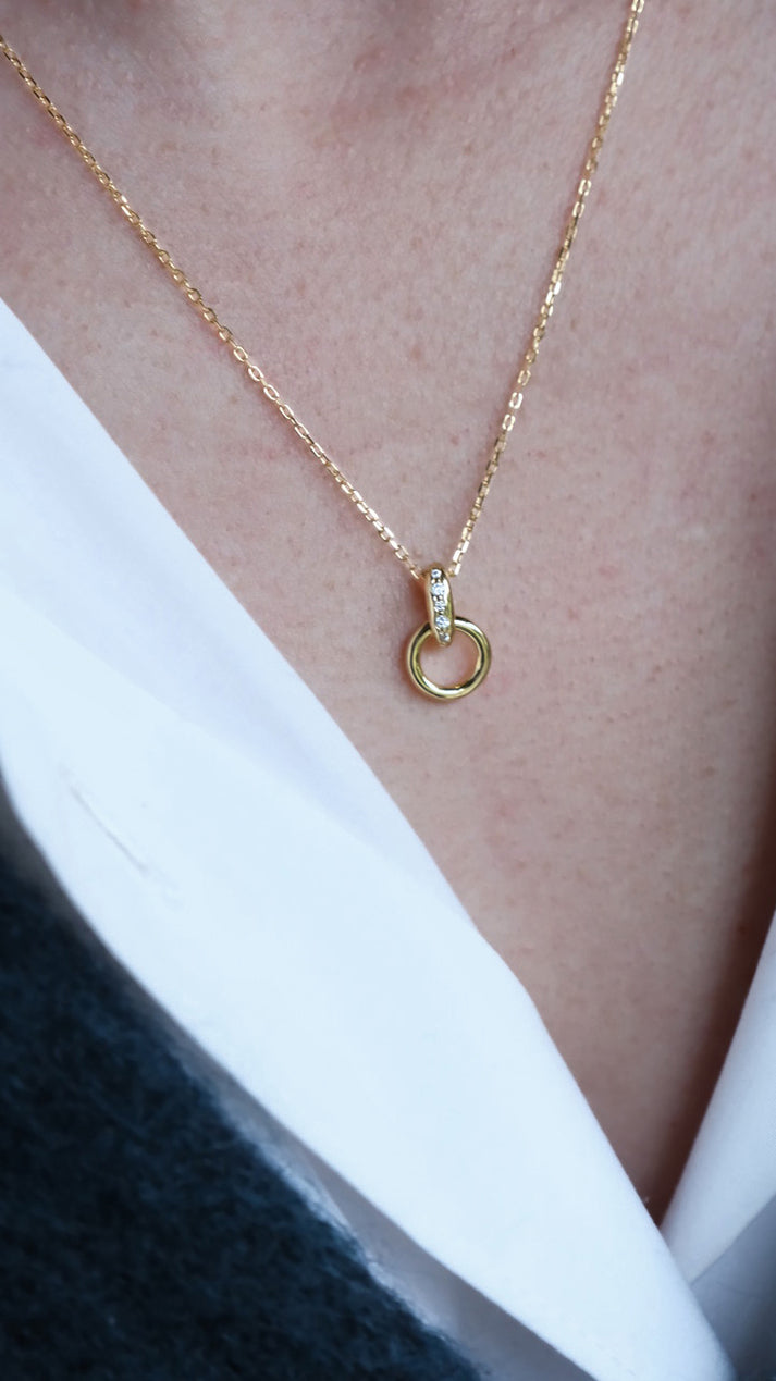 Mary-K - Gold Halo Zircon Necklace