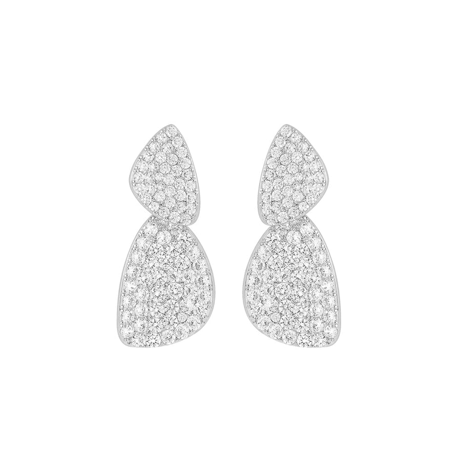 Knight & Day - Double Drop CZ Silver Plated Earrings