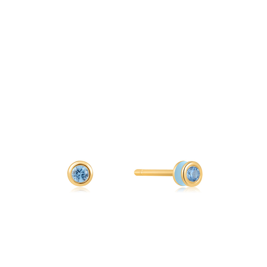 Ania Haie - Powder Blue Enamel Gold Stud Earrings