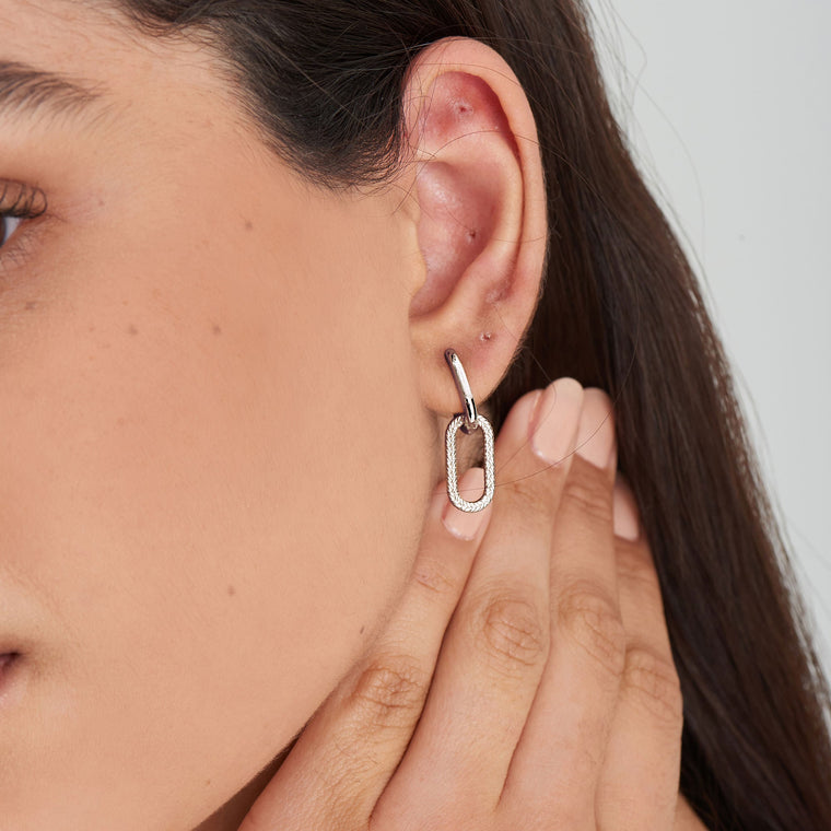 Ania Haie - Silver Rope Oval Drop Earrings