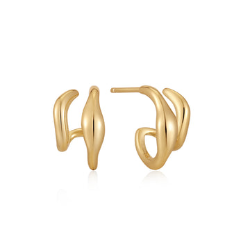 Ania Haie - Gold Wave Double Hoop Stud Earrings